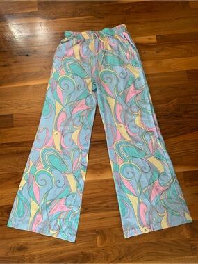 Pastel Swirl Flowy Pants - Blue, Pink & Mint